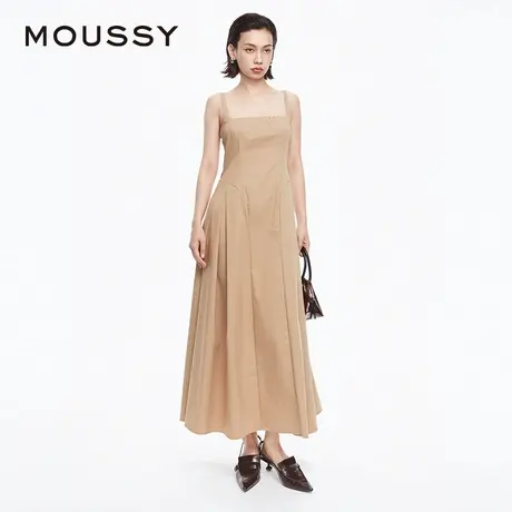【李佳琦直播间】moussy夏季新品气质通勤解构百褶吊带连衣裙女商品大图