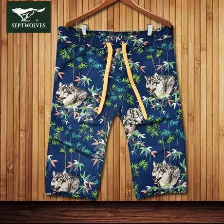 七匹狼夏季新款男士休闲五分短裤5分裤夏天五分沙滩裤修身中裤男图片