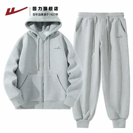 回力卫衣套装男女同款连帽开衫外套春秋季束脚裤运动服两件套男S图片