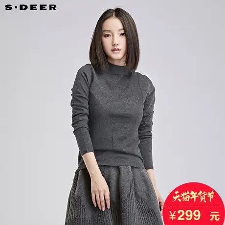 sdeer圣迪奥女装冬装内敛灰调花样小高领针织衫S16483544图片