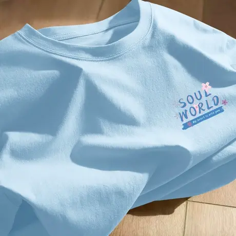 奶蓝色短袖t恤女2025新款爆款夏季学生纯棉宽松大码女装显瘦上衣图片