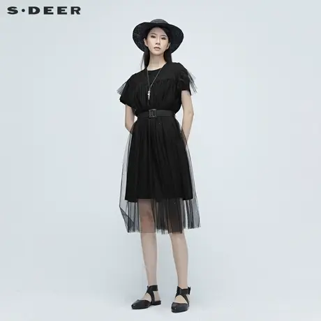 sdeer圣迪奥2020春季新品网纱连衣裙S20281232图片