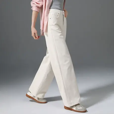 高腰阔腿牛仔裤女2025新款春秋梨型身材裤子宽松休闲小个子直筒裤商品大图