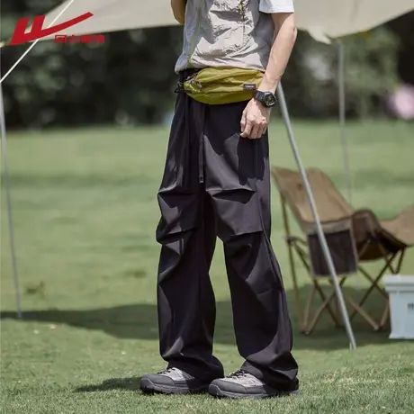 回力美式直筒工装伞兵裤子男夏季2025新款休闲长裤宽松阔腿冲锋裤图片