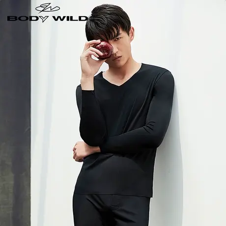 BODYWILD宝迪秋冬莫代尔暖衣V领长袖保暖打底上衣ZBN72NR1图片