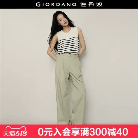 【韩国同款】佐丹奴裤子女新款莱赛尔棉暗门筒压褶阔腿裤05415556商品大图