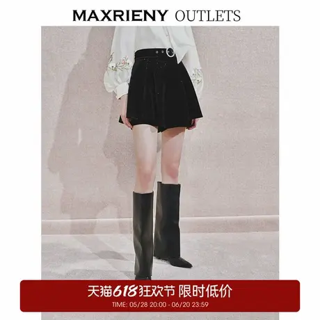 【奥莱】MAXRIENY法式感丝绒裤裙复古气质短裤女半身裙商品大图