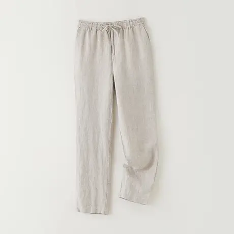 亚麻男士休闲裤夏季薄款长裤简约时尚透气直筒百搭居家裤子轻奢潮图片