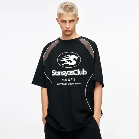 木村三社SANSYAS 美式设计字母印花logoT恤宽松短袖夏商品大图