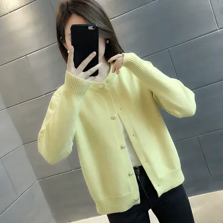 2024年早春新款外套女毛衣外搭韩版宽松洋气百搭纯色针织开衫上衣商品大图