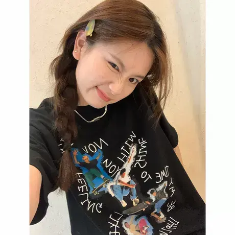 美式街头重磅印花短袖T恤国潮牌24SS涂鸦手绘宽松夏季男女情侣ins图片