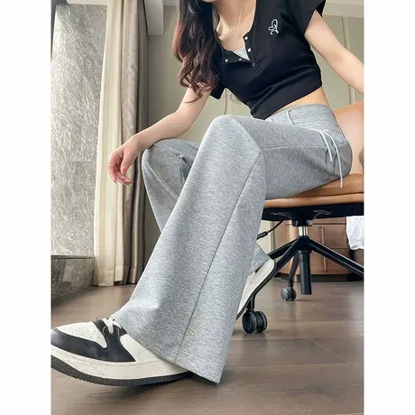 时尚气质百搭长裤2025年夏季新款女简约宽松窄版高腰通勤休闲裤商品大图