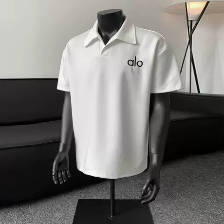 新款字母刺绣短袖POLO衫男款美式复古翻领T恤简约宽松休闲上衣潮图片