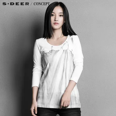 S·DEER＼CONCEPT【新品】圣迪奥专柜正品墨迹晕染T恤S15380291图片