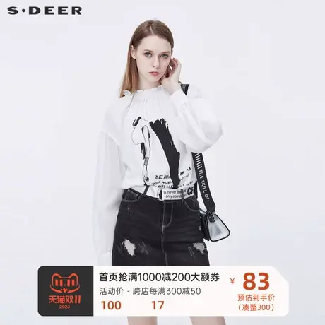sdeer圣迪奥女装个性可爱艺术百搭衬衫法式小众别致上衣S20180510图片