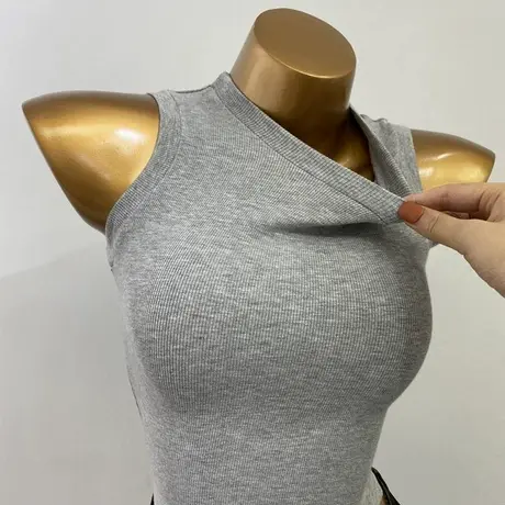 好穿基础款！小圆领背心螺纹肩宽吊带女打底上衣无袖修身T恤2021图片