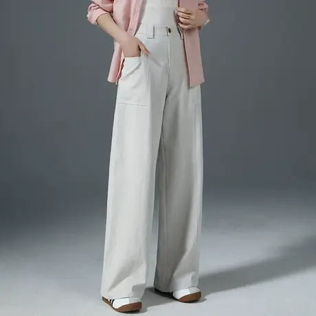天丝休闲裤女2025新款春夏高腰宽松垂感裤子小个子镰刀直筒阔腿裤商品大图