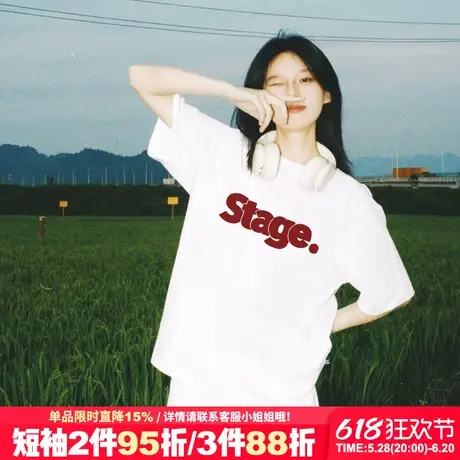 2025夏季新款简约风纯棉白色短袖t恤女美式设计感宽松正肩上衣潮图片