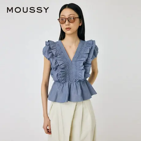 MOUSSY 春季日系田园优雅荷叶边无袖衬衫女010HSA30-4091商品大图