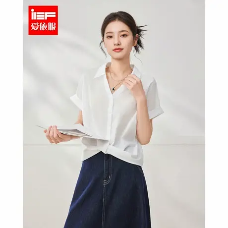 IEF/爱依服衬衫2025夏季新款韩版时尚通勤气质设计感V领百搭上衣商品大图