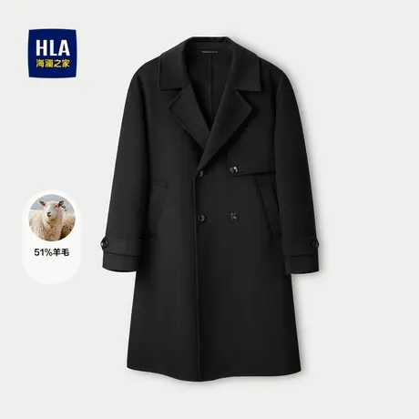 HLA/海澜之家含羊毛大衣秋冬保暖有型商务绅士双面呢外套男商品大图