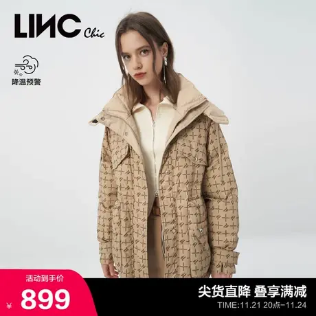 LINCCHIC金羽杰羽绒服女复古面包服收腰短款羽绒服女冬Y22802360商品大图