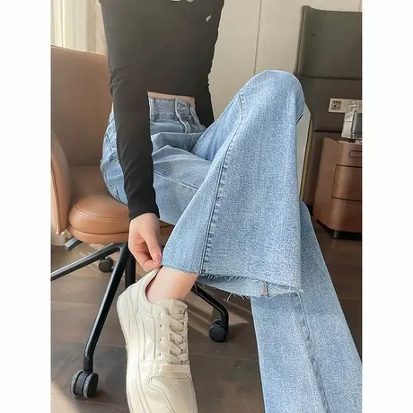 时尚气质薄款春夏休闲牛仔裤女士2025年春季新品百搭显瘦微喇裤子商品大图