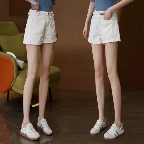 水洗棉高腰A字牛仔短裤女2025夏季薄款显瘦窄版直筒裤百搭三分裤a图片