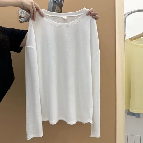 白色薄款微透长袖空调防晒衫女夏季宽松韩版面膜罩衫T恤上衣ins潮图片