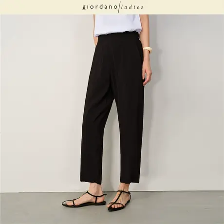 GL2025夏季新款休闲裤女薄款萝卜裤大口袋半松紧九分裤女02425031商品大图