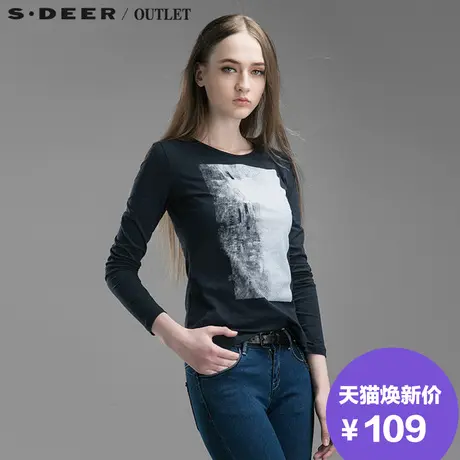 【清仓】sdeer圣迪奥中性抽象几何印染T恤S15180245图片