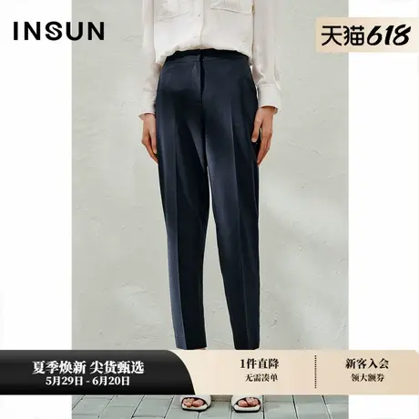 INSUN恩裳夏款质感挺括直筒裤弹力休闲裤商品大图