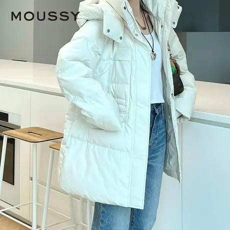 MOUSSY 2025新品简约休闲鸭绒连帽收腰泡芙羽绒服女028ISX30-2791商品大图