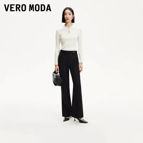 Vero Moda奥莱休闲裤女2025夏季新款高腰纯色微喇裤显瘦通勤裤子商品大图