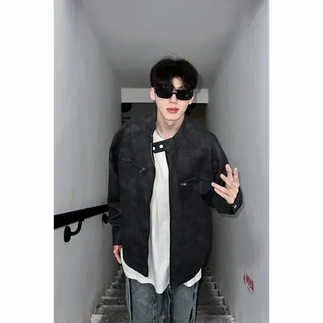 回力vintage美式外套男春秋季2025新款假两件夹克翻领短款棒球服商品大图