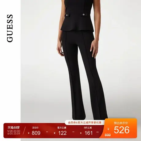 GUESS25年新款春季女士简约职场通勤修身微喇长裤-W4YB01KCBO2商品大图