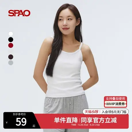 SPAO韩国同款2025年夏季新品女士简约休闲日常内搭吊带背心T恤图片