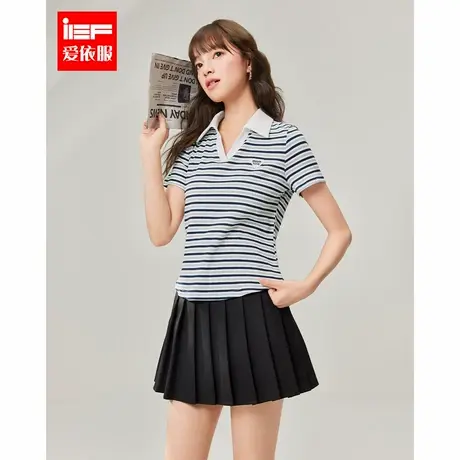 IEF/爱依服短袖2025夏季新款韩版时尚通勤气质条纹显瘦百搭上衣图片