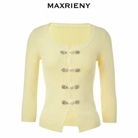 【奥莱】MAXRIENY新中式复古宫廷风盘扣针织衫上衣女毛衫图片