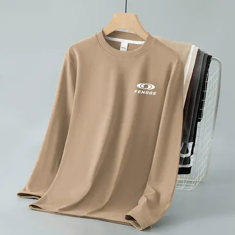 重磅德绒长袖t恤男秋冬季内搭保暖打底衫印花小衫双面绒圆领秋衣商品大图