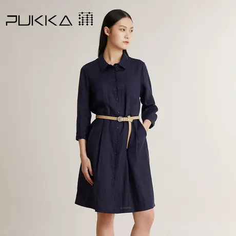 蒲PUKKA 苎麻衬衫连衣裙女春装宽松原创设计感裙子商品大图