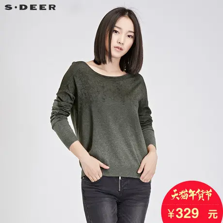 sdeer【上新】圣迪奥女装宽松针织衫圆领毛衣毛衫S14483542图片