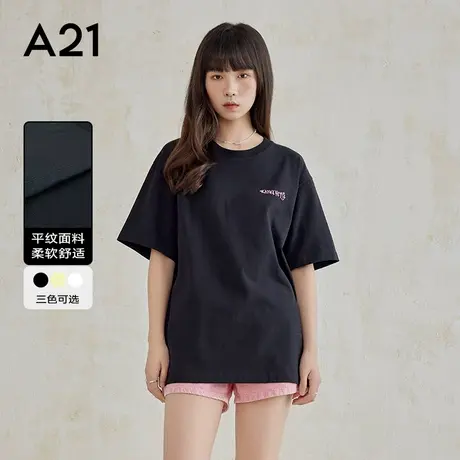 A21女装宽松t恤纯棉短袖夏季新款时尚ins男女同款情侣装上衣服图片