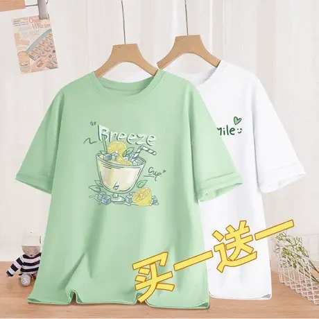 夏季女装短袖t恤女夏装2025新款上衣多巴胺穿搭纯棉宽松体恤衣服商品大图