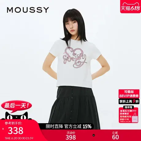 MOUSSY 2025夏季新品美式复古多色创意LOGO短袖T恤028ISA90-2701图片