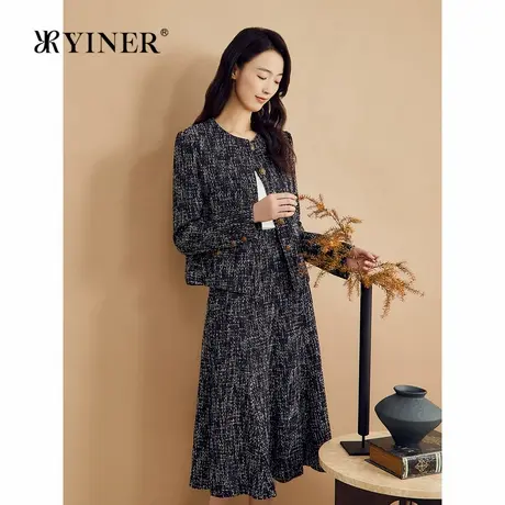 YINER音儿秋季法式亲肤棉小香风粗花纱优雅休闲短外套图片