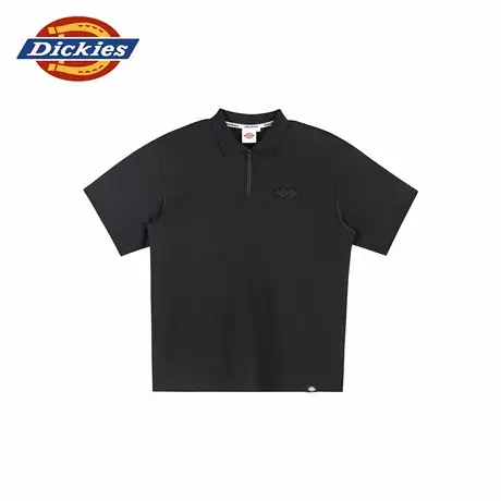 Dickies男女情侣3D贴花毛边logo徽章半拉链Polo衫宽松版型T恤图片