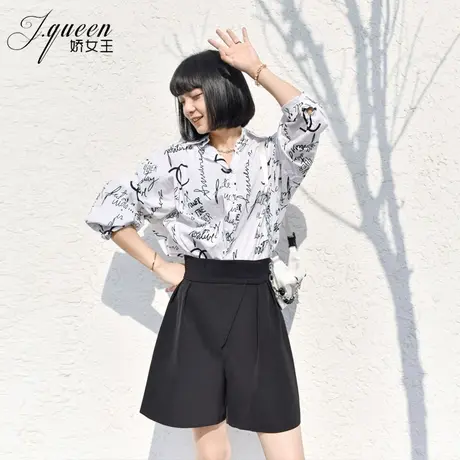 阔腿短裤女高腰夏季薄款ins韩版宽松显瘦休闲西装裤百搭网红a字裤商品大图