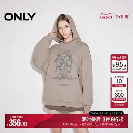 ONLY2025夏季新款时尚复古印花OVERSIZE落肩连帽卫衣女|12519S006商品大图