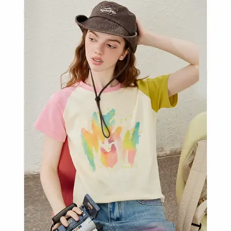 a02插肩袖设计感小众韩系别致宽松女式T恤夏季休闲减龄上衣商品大图